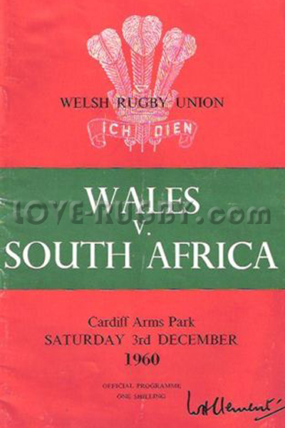 1960 Wales v South Africa  Rugby Programme